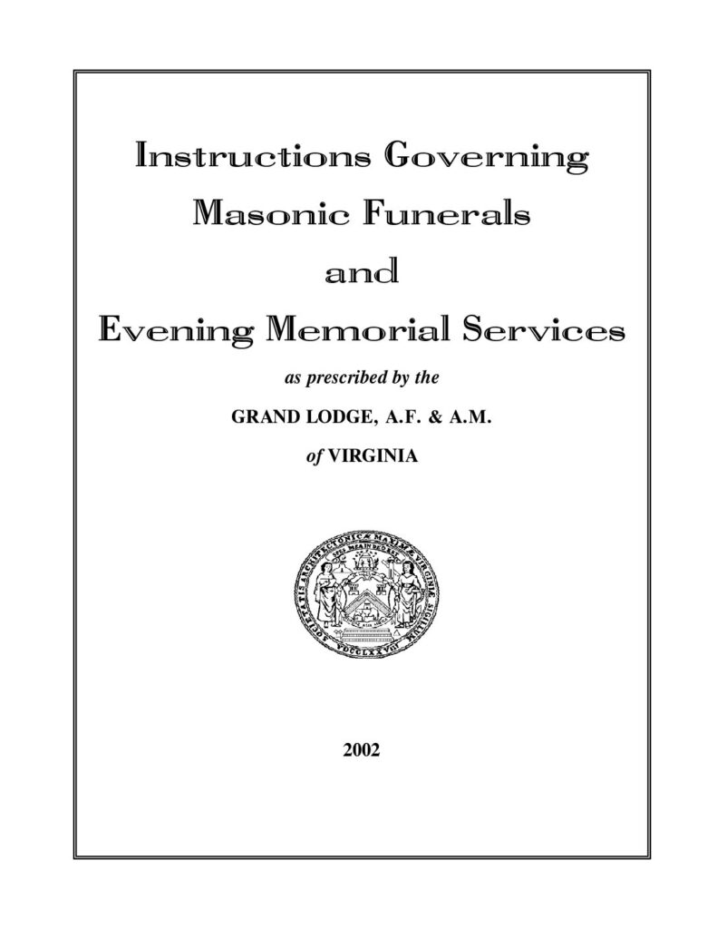 Instructions Governing Masonic Funerals and Evening Memorial Services