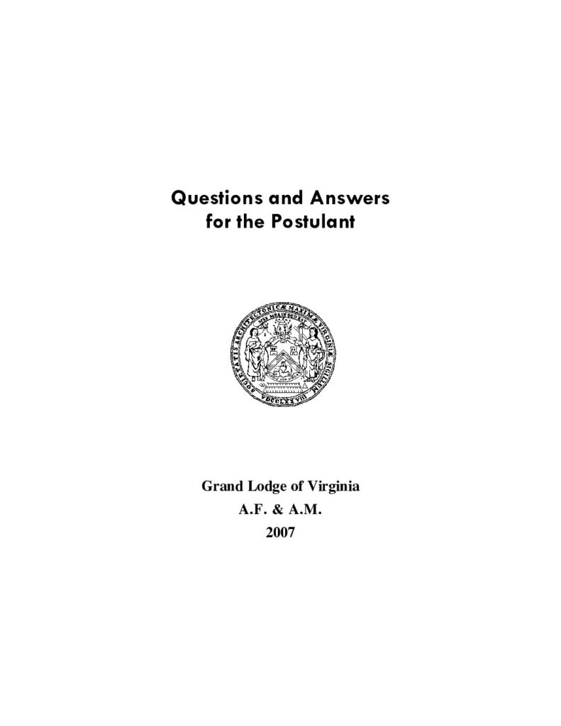 Questions and Answers for the Postulant (Pamphlet)