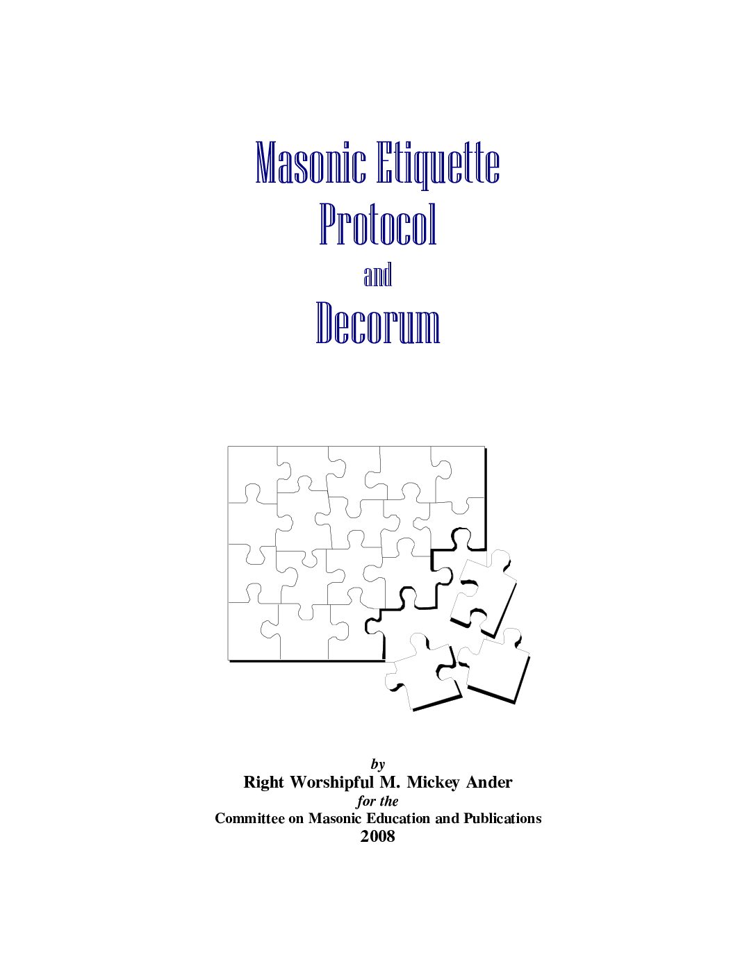 Masonic Etiquette, Protocol, and Decorum