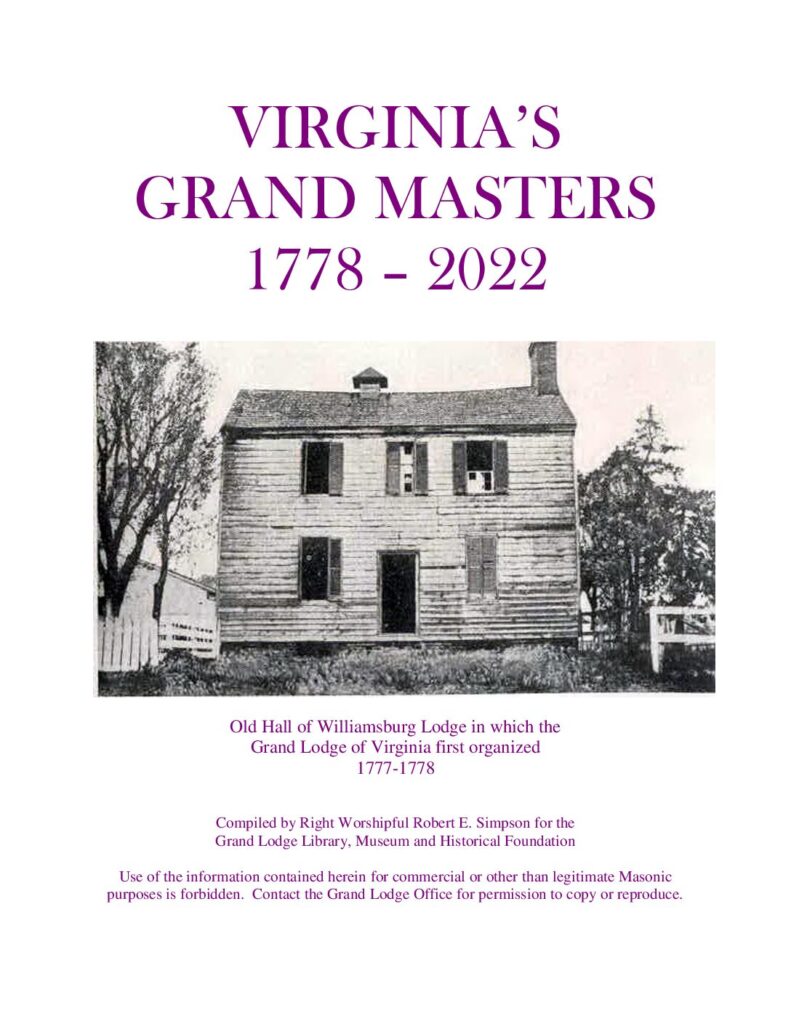 Virginia's Grand Masters: 1778 - 2022