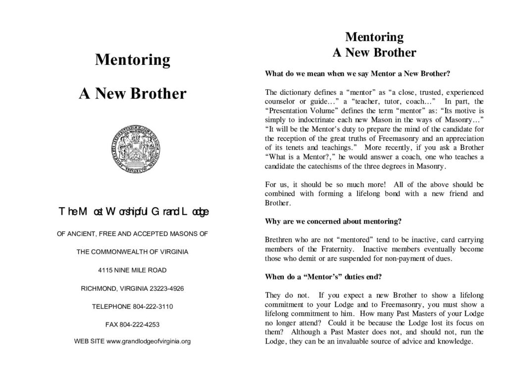 Mentoring a New Brother (Pamphlet)