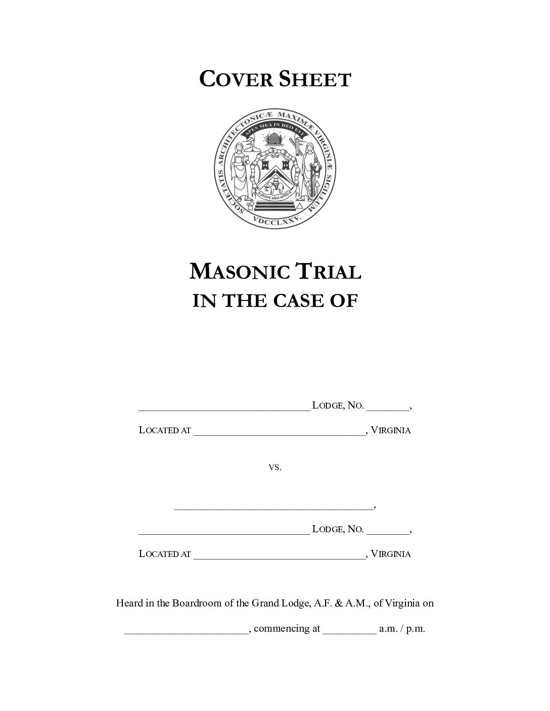 Masonic Trial Coversheet (PDF)