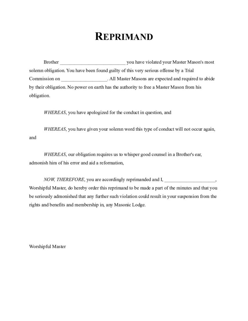 Trial Reprimand Form (PDF)